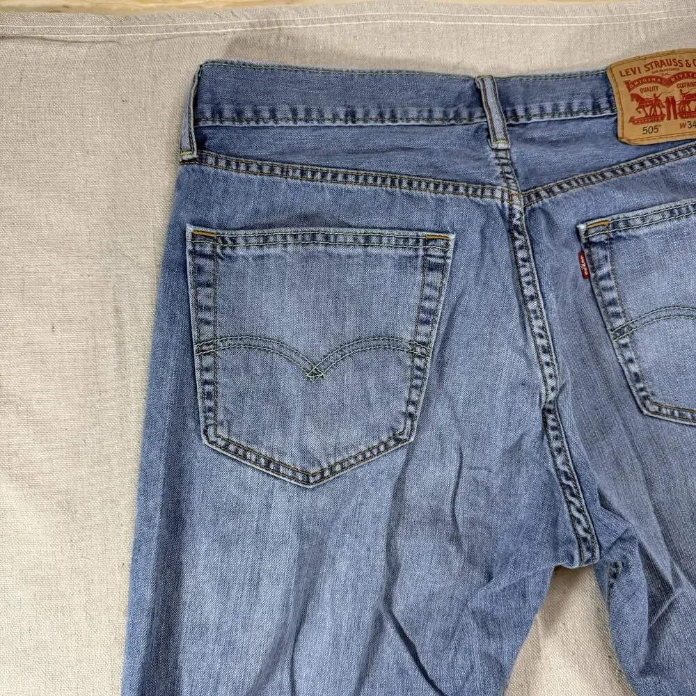 Levi's 505 Men's Blue Denim Straight Leg Jeans Regular Fit 5-Pocket 34x34